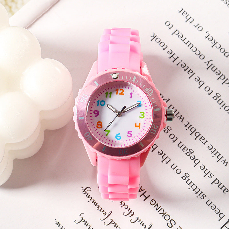 Simple Casual Kids Watches 5bar Waterproof Quartz Wristwatches Kids Clock Analog Watch Waterproof Time Teaching Boys Girls Watch Soft Band Learning Time Wrist Watch