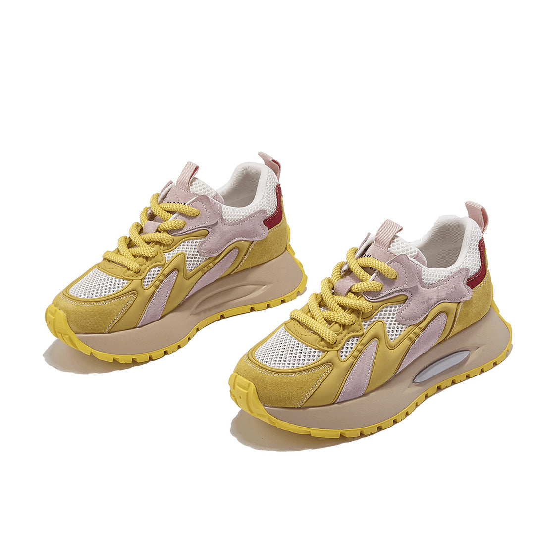 Luxury Sneakers Women Thick Bottom Round Toe Breathing Chunky Platform Sneakers
