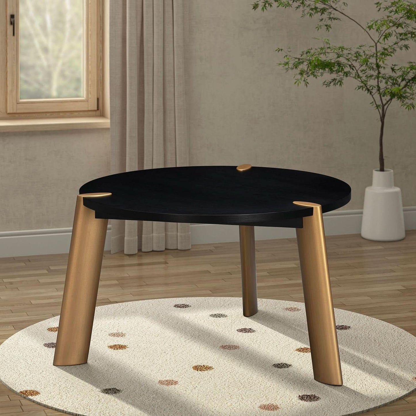 Tribase 47 Inch Round Burnt Black Dining Table Modern