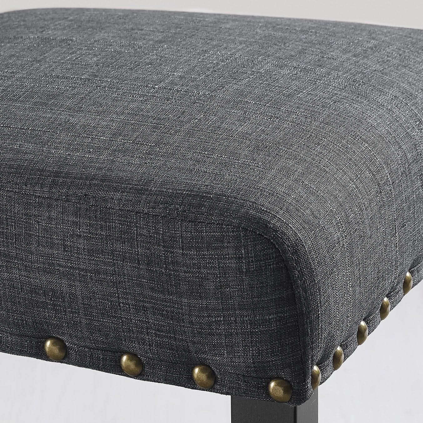 Gray Fabric Dining Chairs With Nailhead Trim Set Of 2