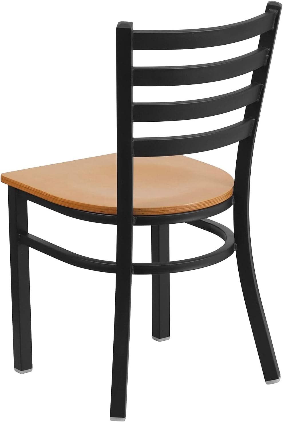 Hercules Series Black Ladder Back Metal Dining Chair Set of 2 With Natural Wood Seat