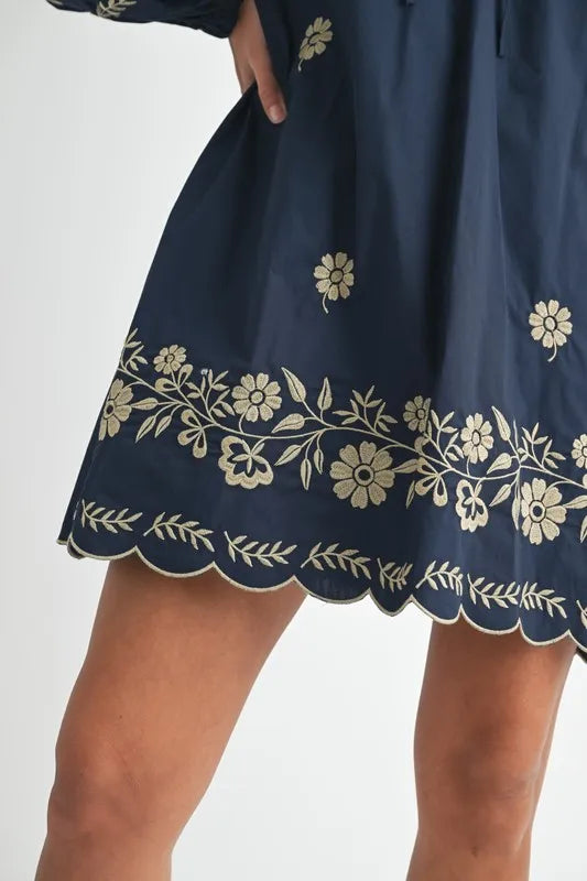 Embroidered Long Sleeve Peasant Mini Dress For Women – Embroidered Mini Dress, Long Sleeve Peasant Dress, Bohemian Dress, Casual Peasant Dress, Timeless Elegance Dress