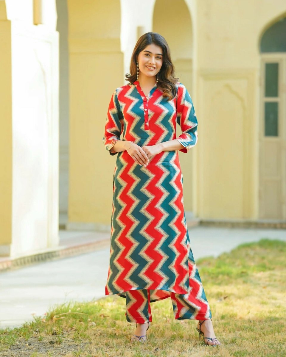 Aayaa Pure Muslin printed Kurti & Pant - Multi Color