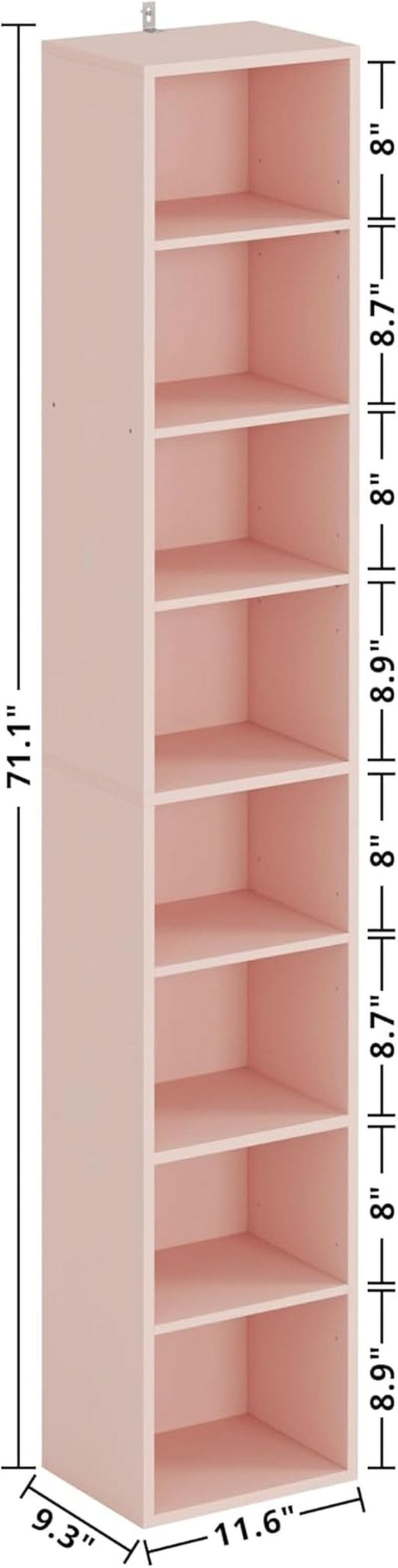Tall Narrow Eight Tier Corner Bookcase For Home Office