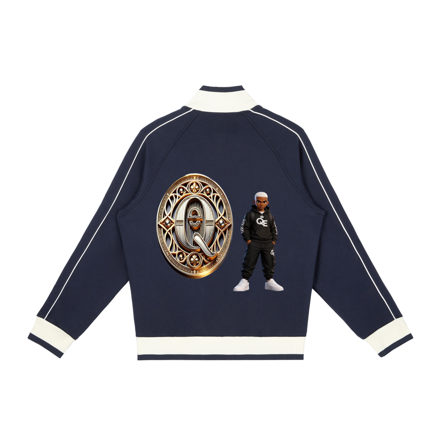 QE Patches Color Block Raglan Sleeve Zip Track Jacket