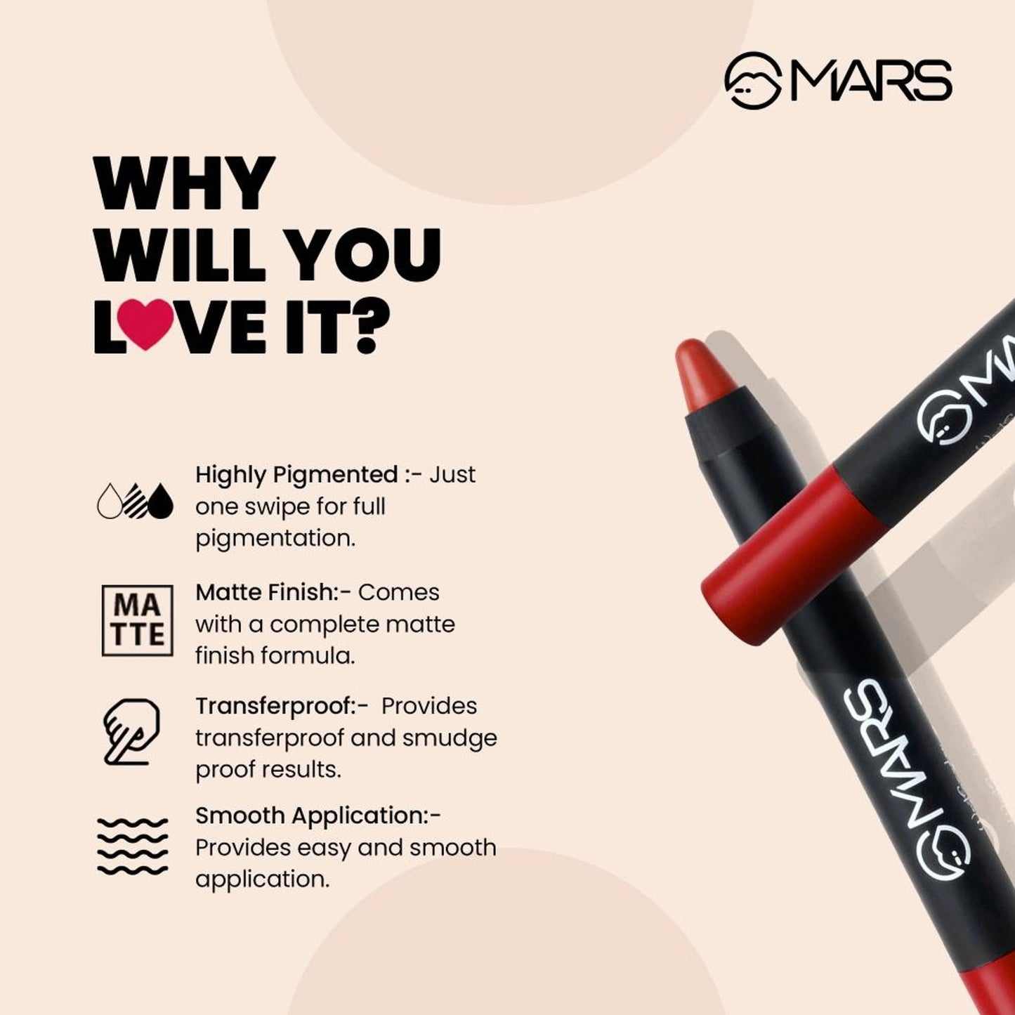 MARS Cosmetics Won't Smudge Won't Budge Lip Crayon - I Have Got This