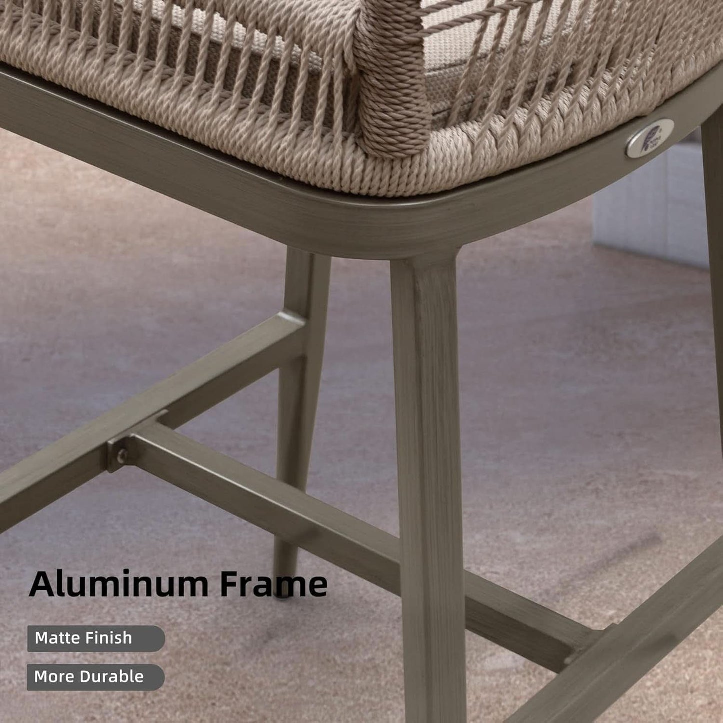 Counter Height Bar Stools Set Of 4 Woven Aluminum With Back And Arms
