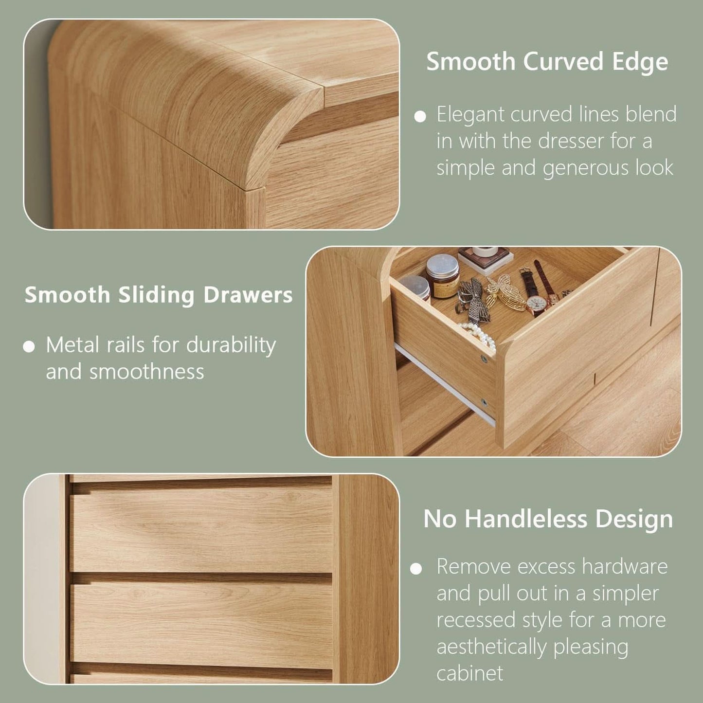 Vertical Dresser With Five Drawers In Natural Oakgrain