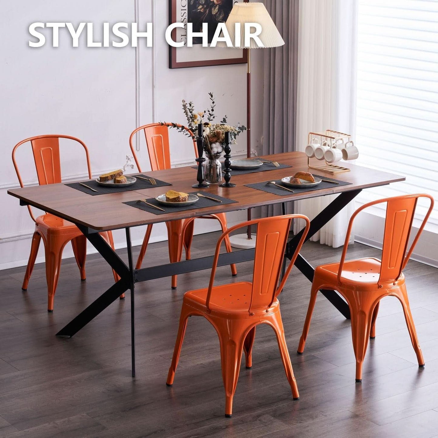 Tolix Style Metal Dining Chair 18 Inch Stackable Outdoor