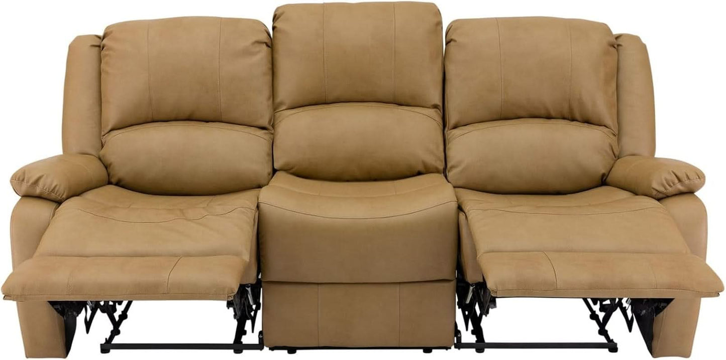 80 Inch RV Triple Recliner Sofa With Wall Hugger Console