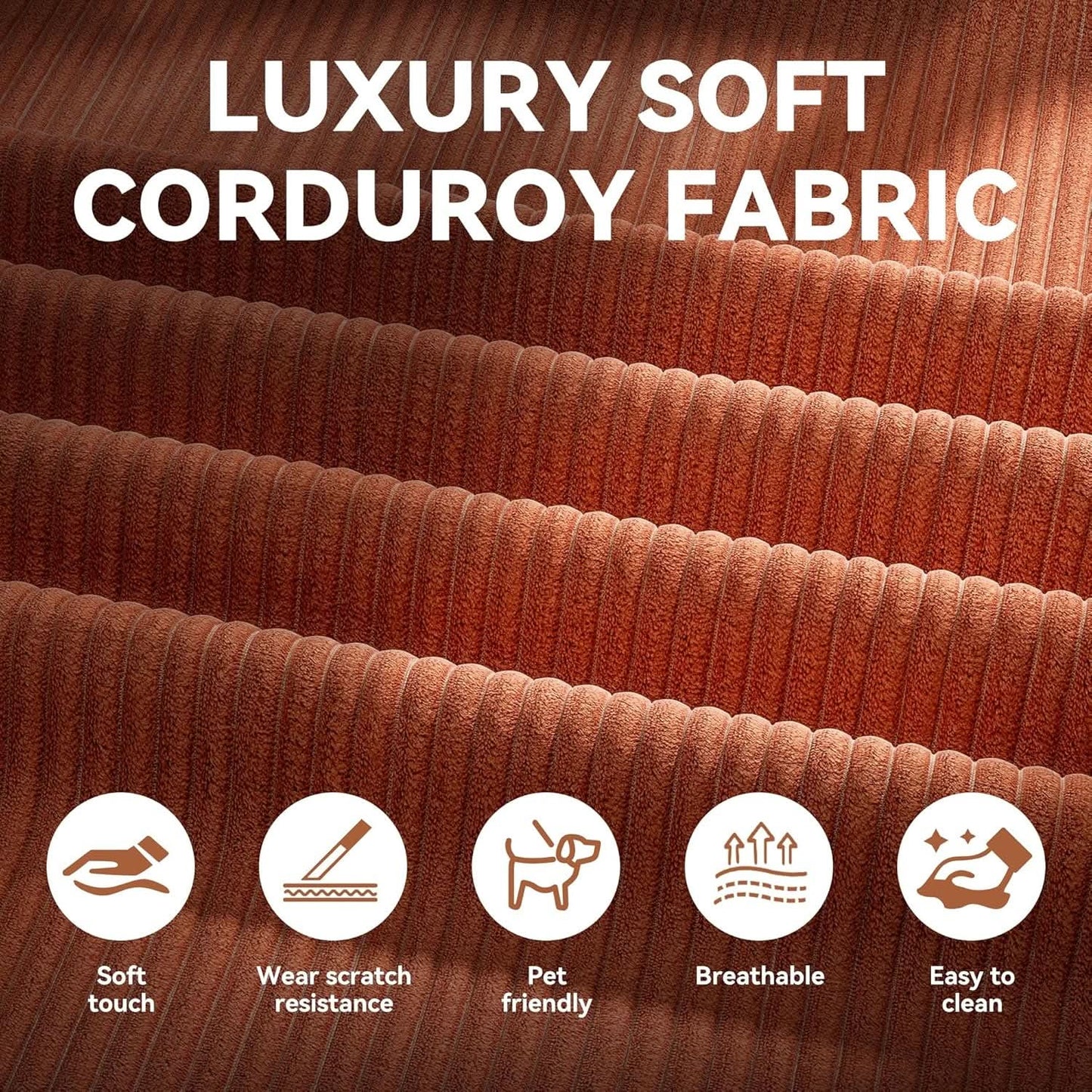 79 Inch Convertible Sofa Bed Orange CorduroyPillows