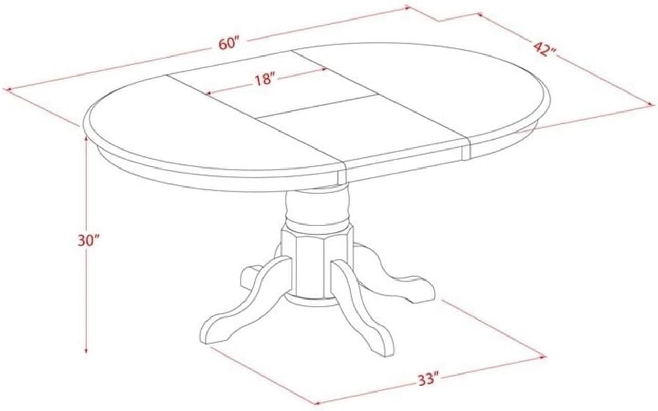 Avon Dining Table Butterfly Leaf 60x42 Inches Oval