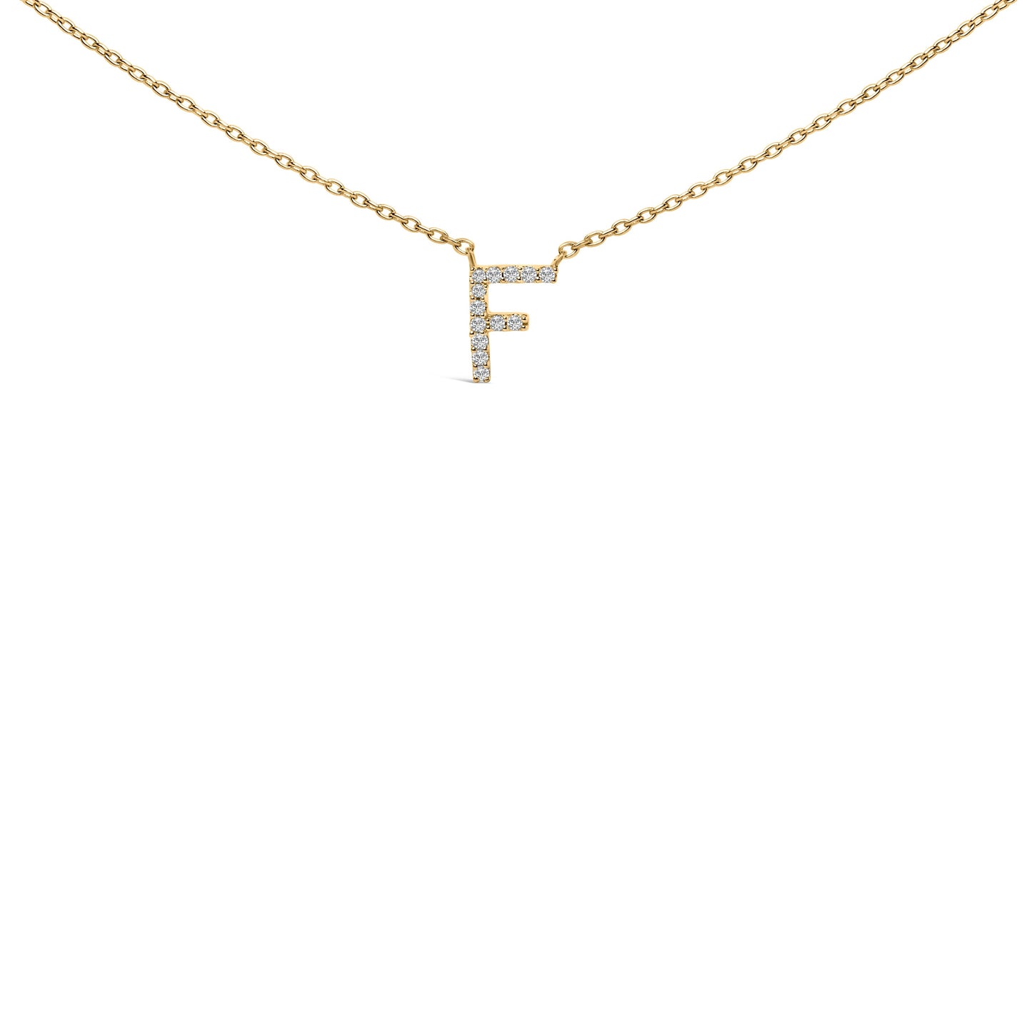 10K White Gold Diamond Accent "A" Block Initial Pendant Necklace