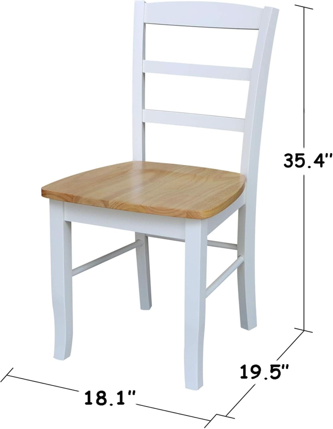 Madrid Ladderback Dining Chairs Parawood Construction White Natural