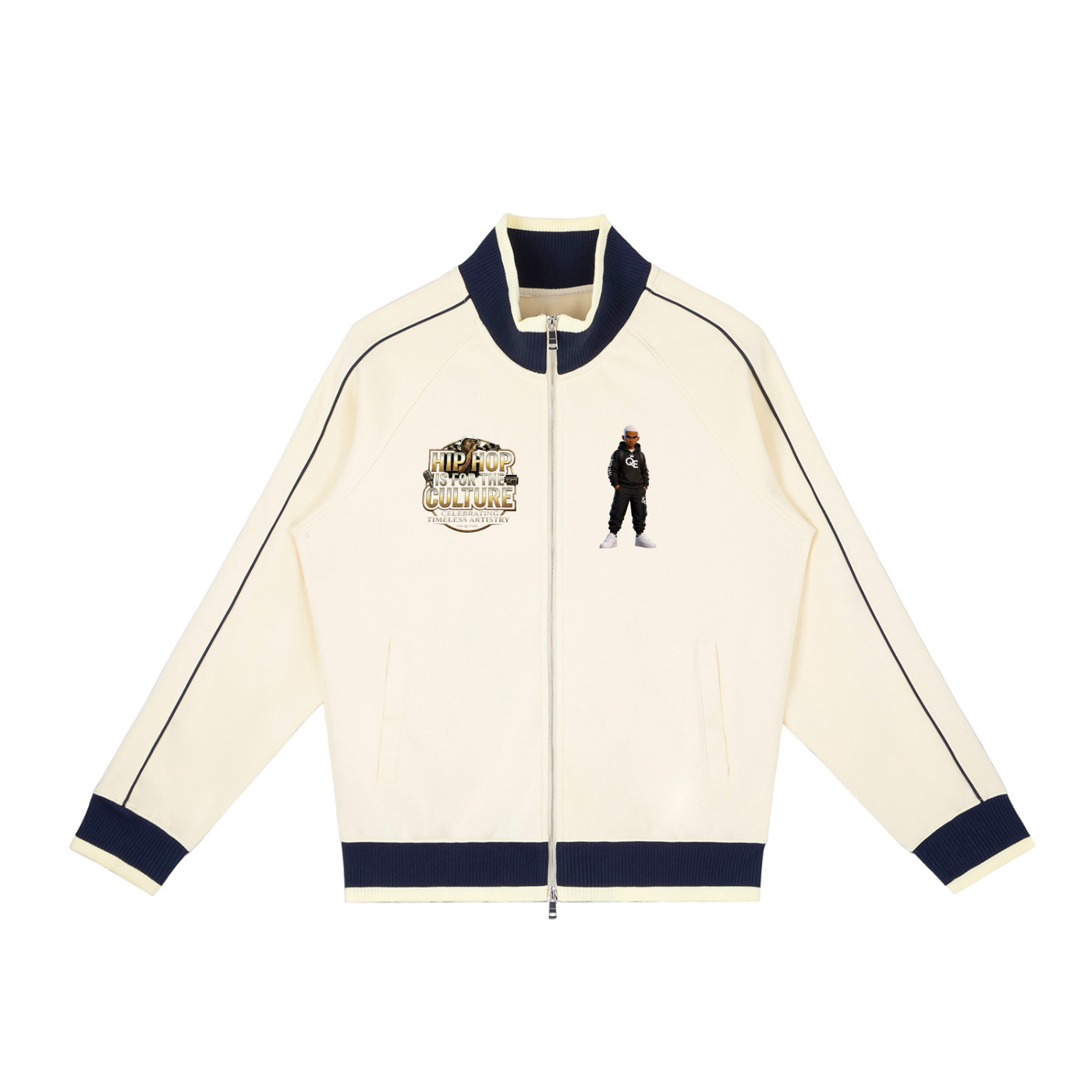 QE Patches Color Block Raglan Sleeve Zip Track Jacket