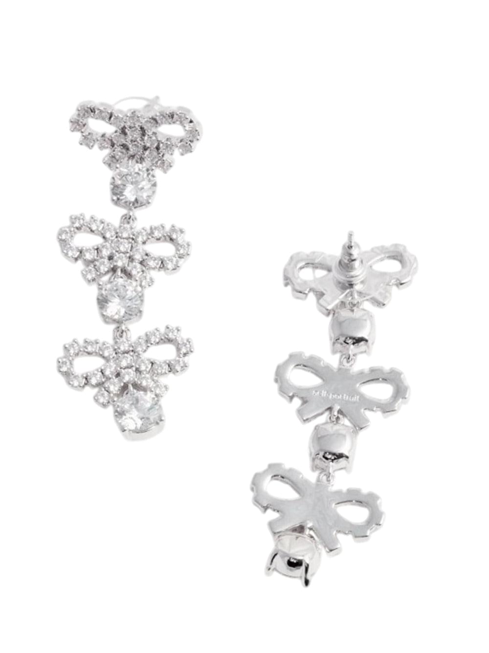 Self-Portrait Women Crystal Micro Bow Tiered Earrings