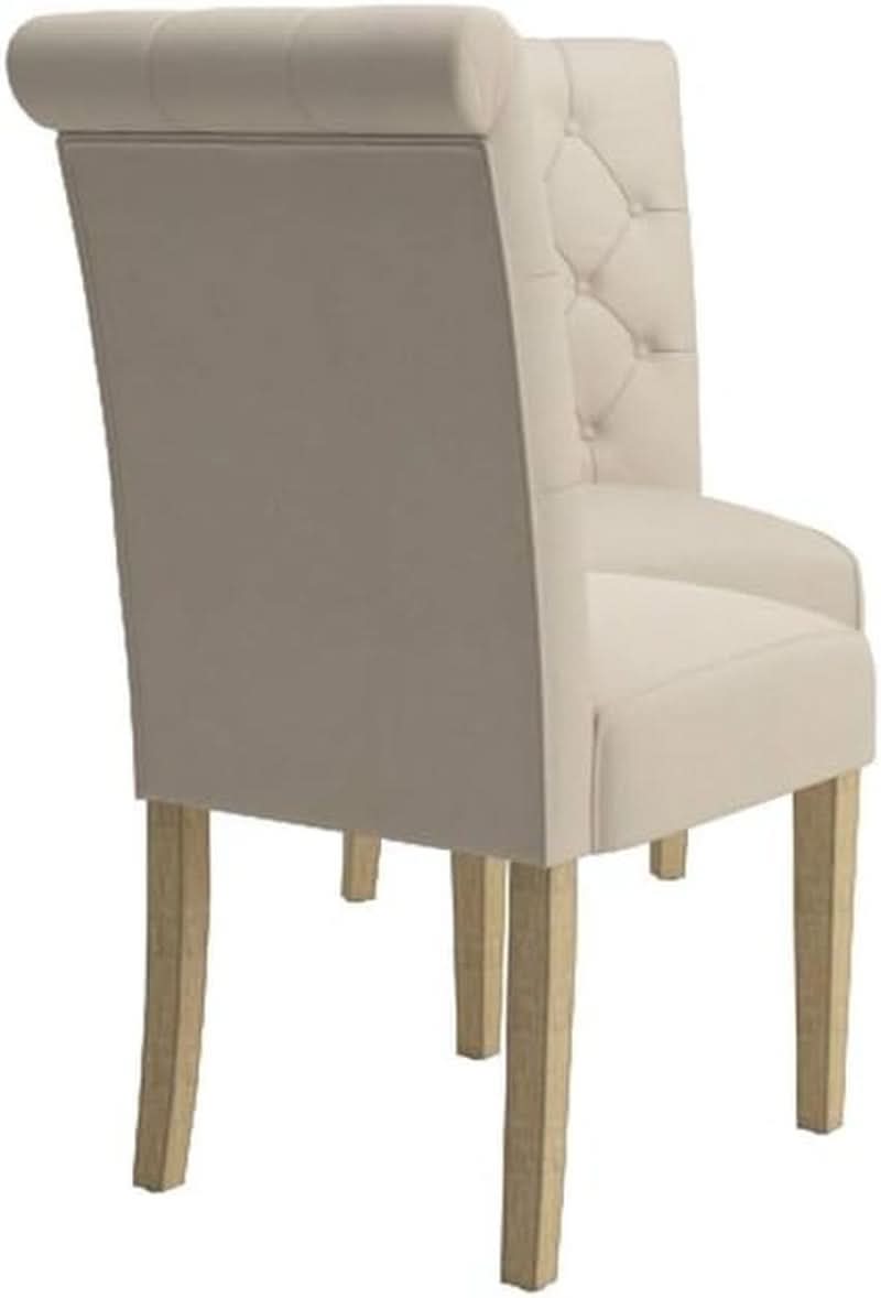 Tan Solid Wood Tufted Parsons Dining Chair Set Of 2
