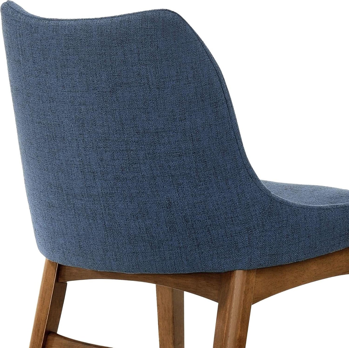 Azalea Blue Fabric and Walnut Wood Dining Chairs Set of 2