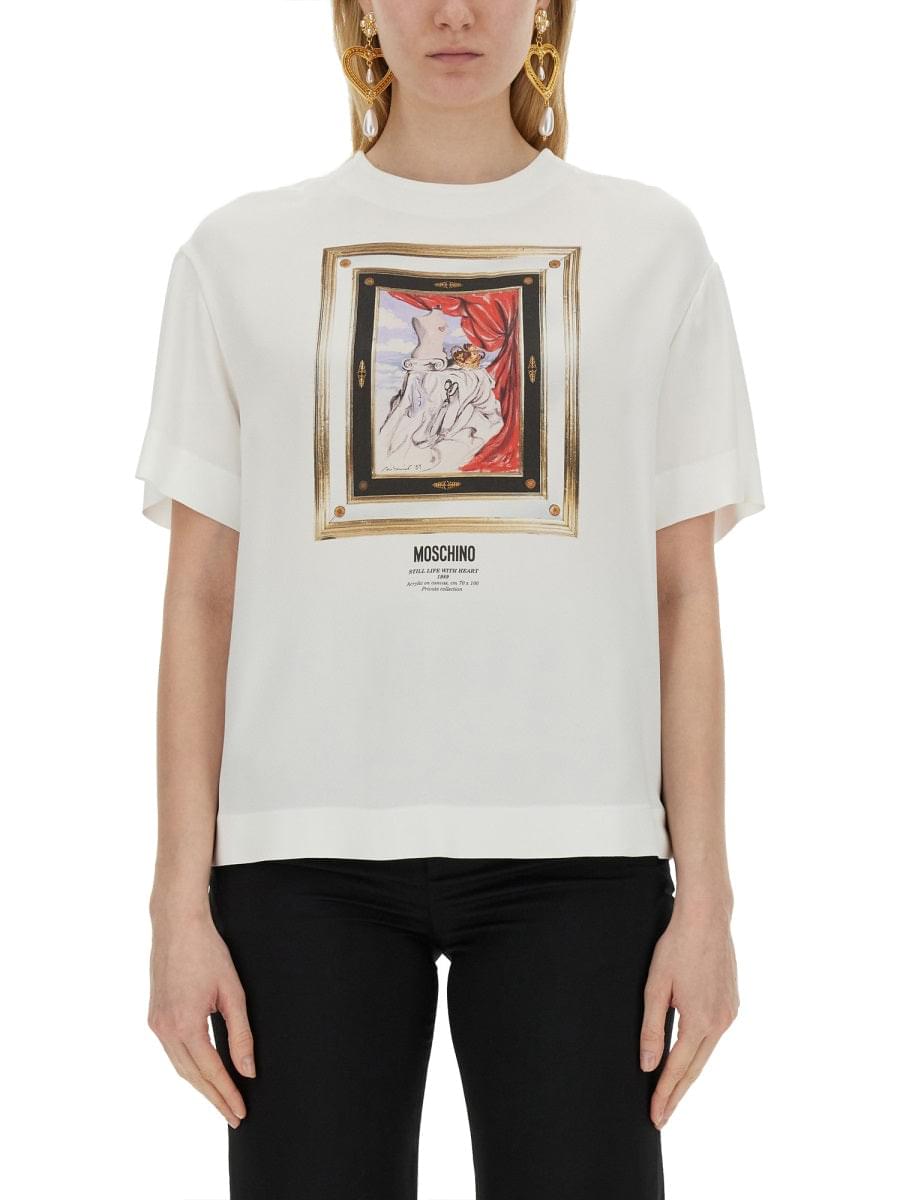 Moschino Women Enver Satin Blouse Still Life With Heart