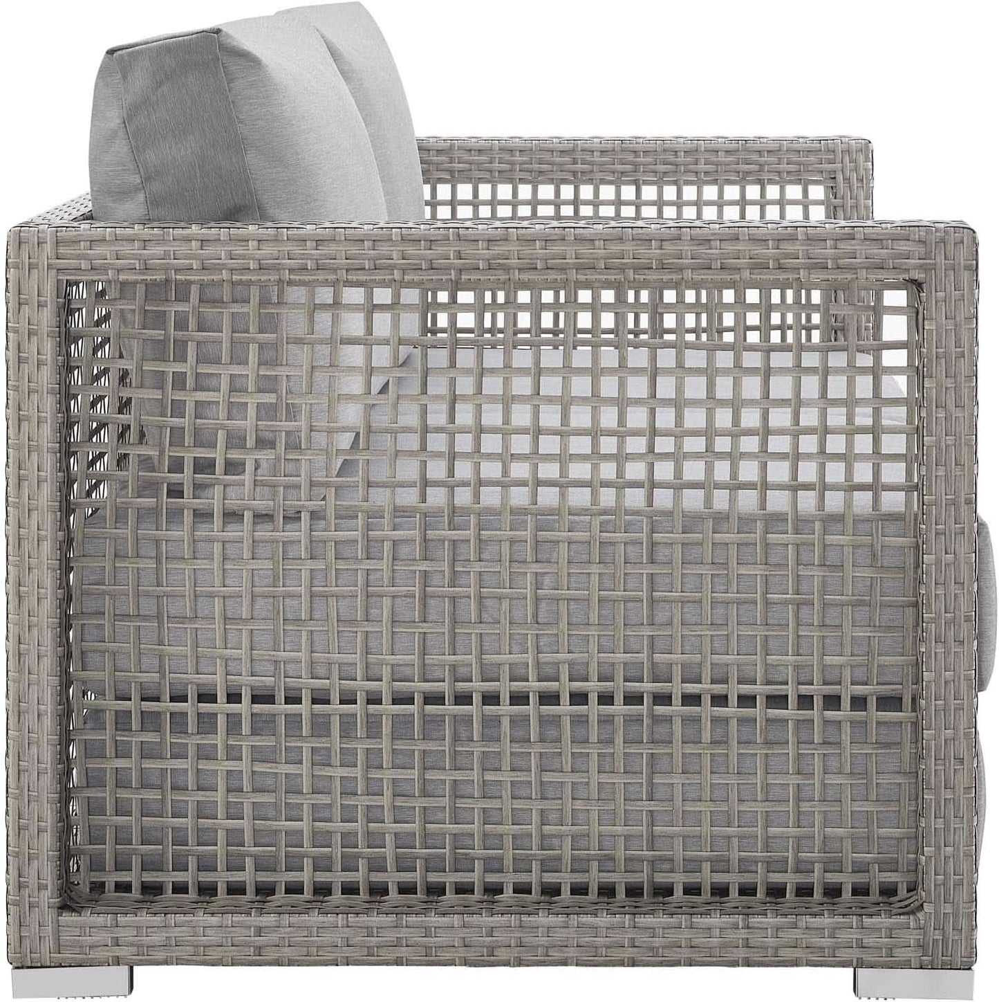 Modern Gray Wicker Rattan Loveseat for Outdoor Spaces