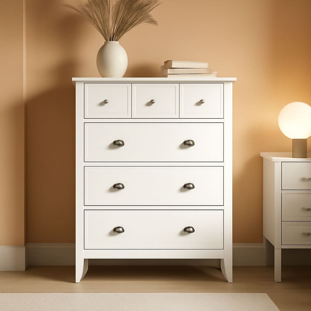 Soft White 4 Drawer Dresser With Safety Stops Stability