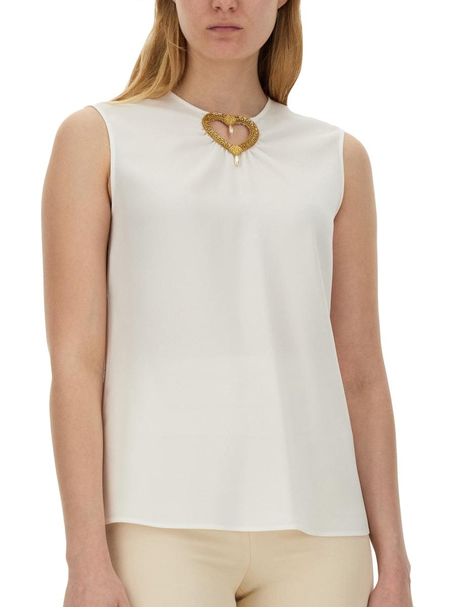 Moschino Women Blouse With Heart Applique