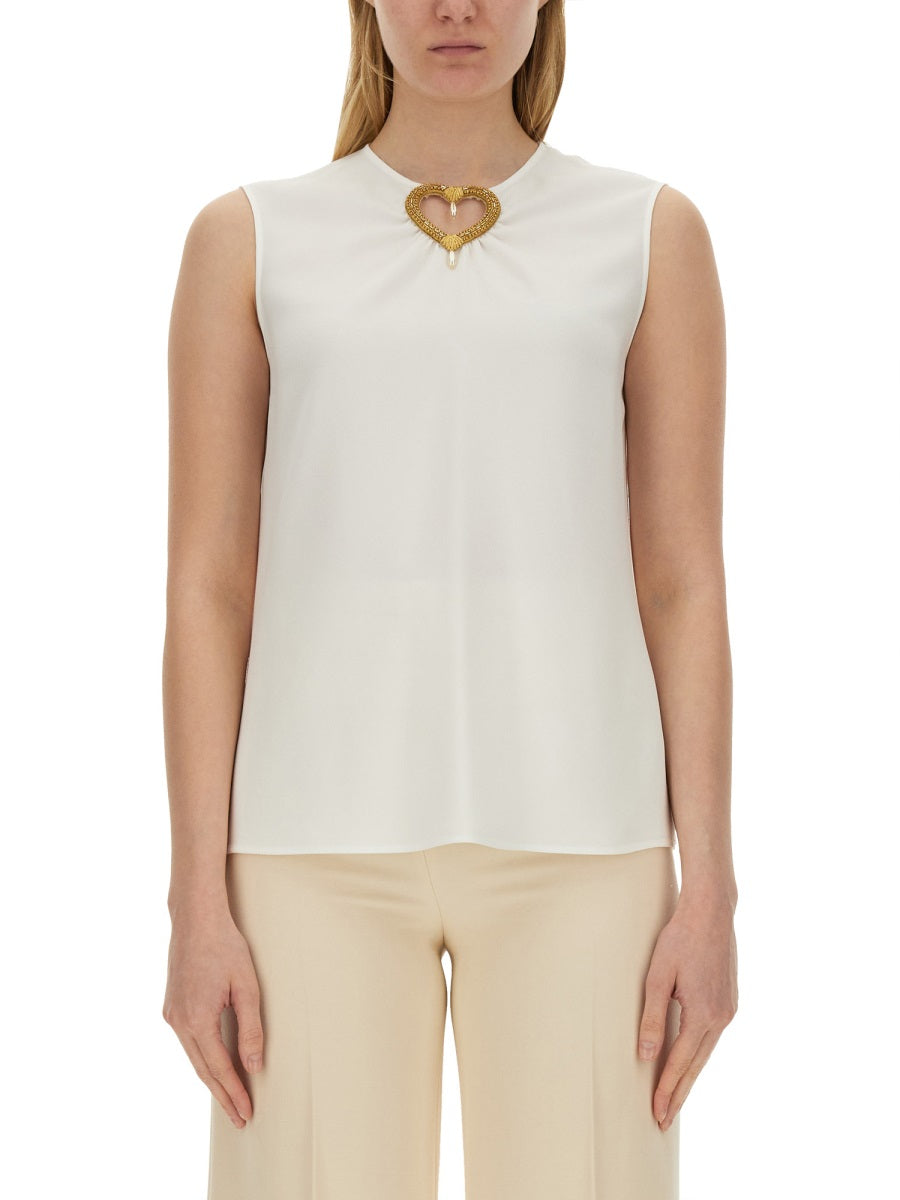 Moschino Women Blouse With Heart Applique