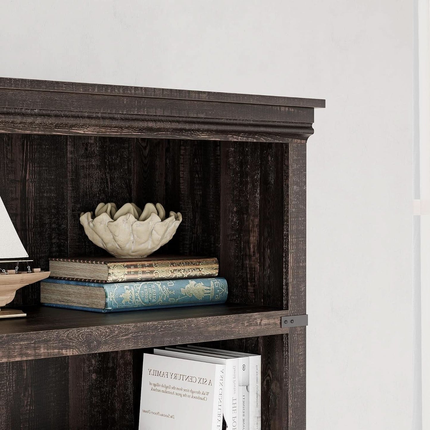 Farmhouse Cherry Bookcase 71 Inch Tall Sturdy Open Shelving