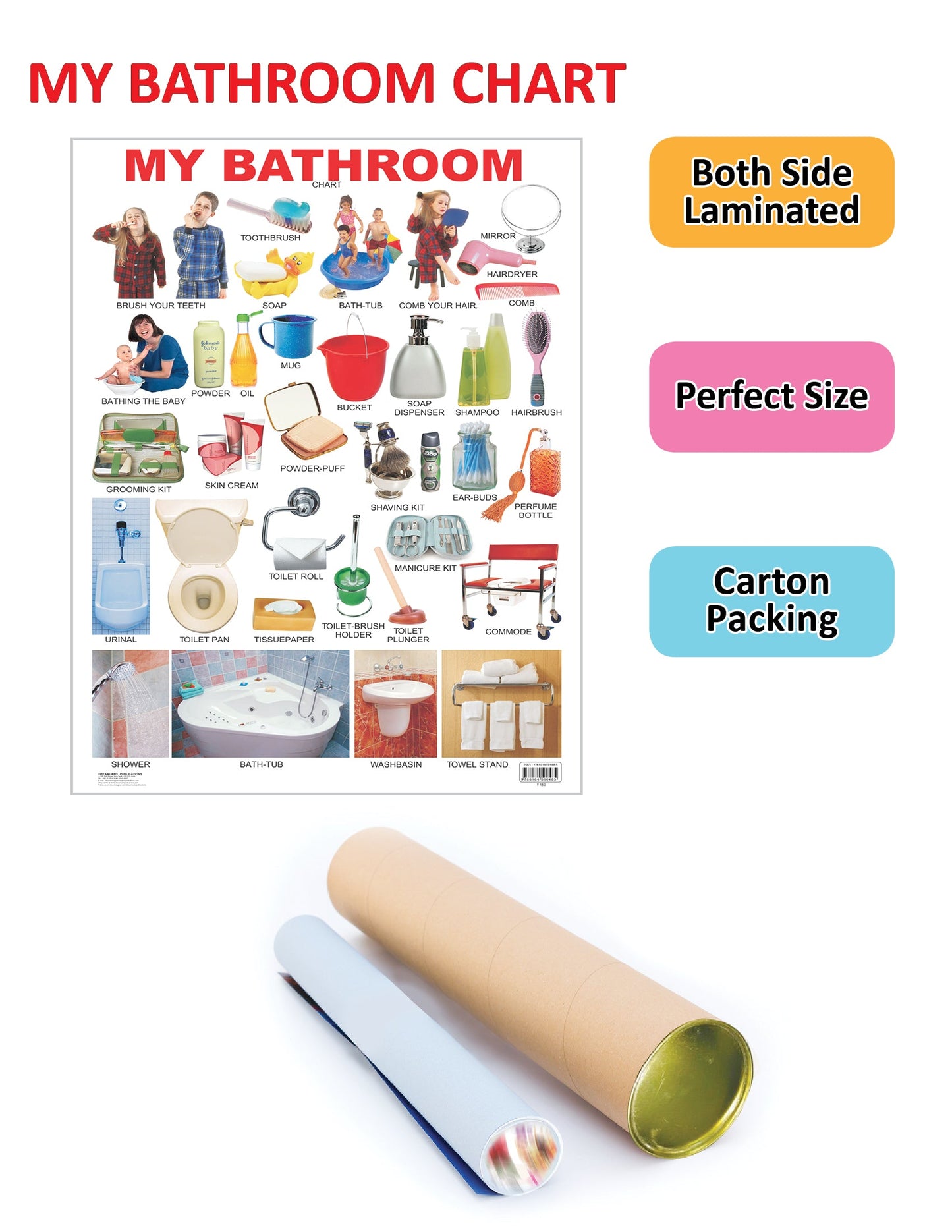 Dreamland Publications Educational Chart for Kids - My Bathroom