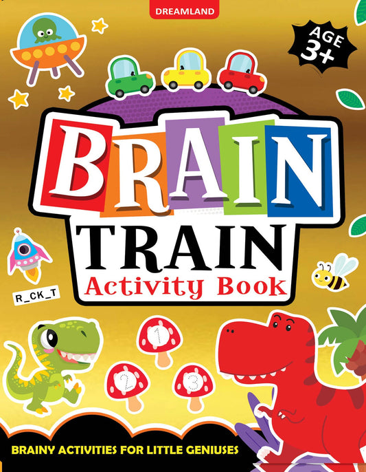 Dreamland Publications Brain Train Activity Book for Kids Age 3+ - With Colouring Pages, Mazes, Puzzles and Word searches Activities
