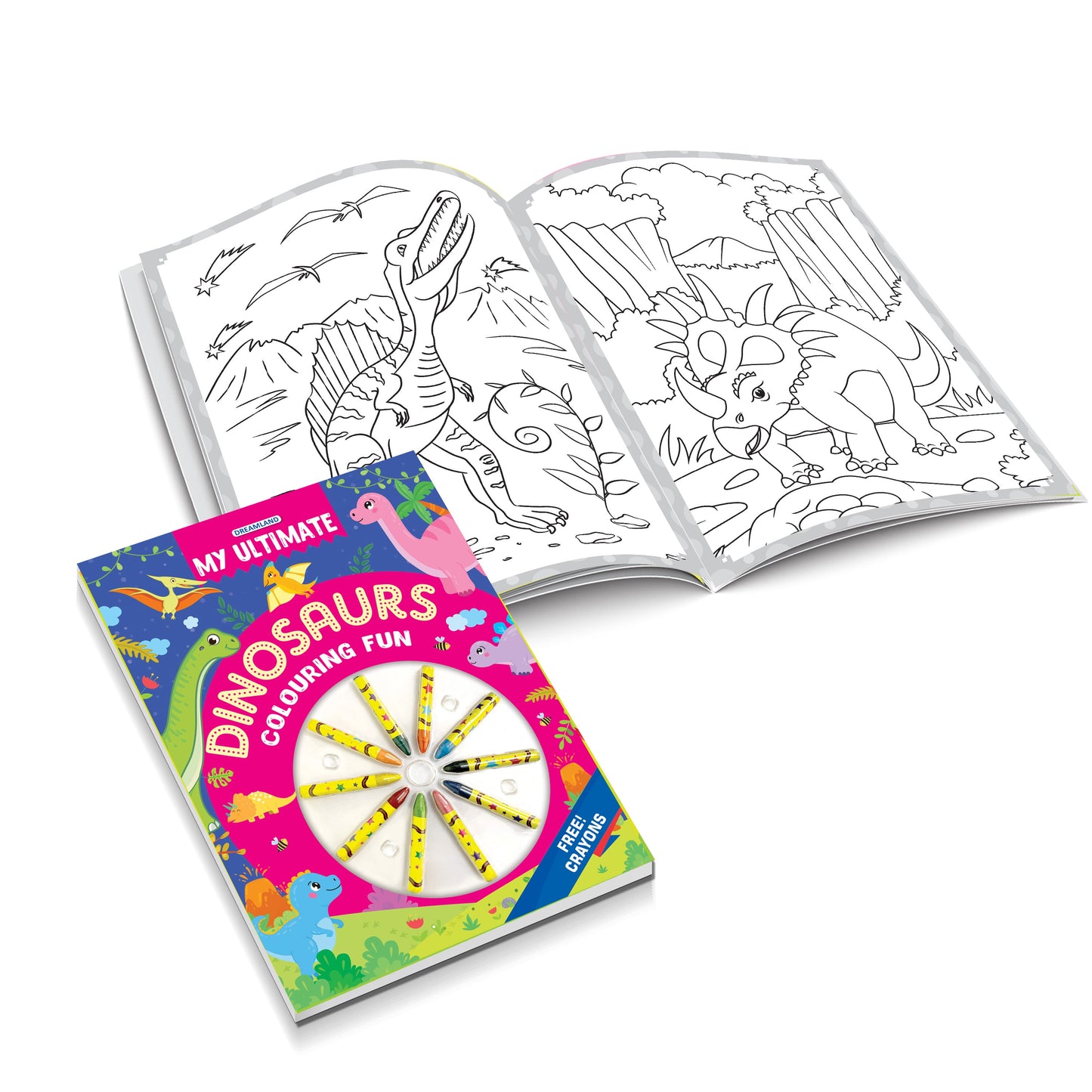 Dreamland Publications My Ultimate Dinosaurs Colouring Fun Book with Free Crayons : Children's Colouring Book