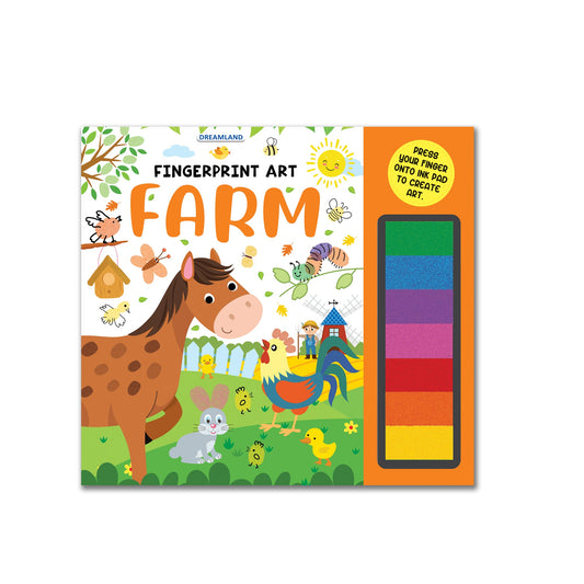 Dreamland Publications Fingerprint Art Activity Book for Children - Farm with Thumbprint Gadget