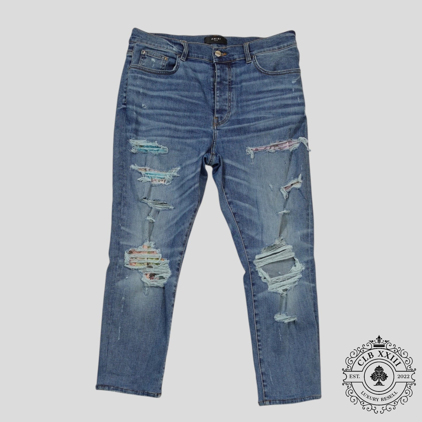 Amiri Palm Tree Patch Jeans in Indigo