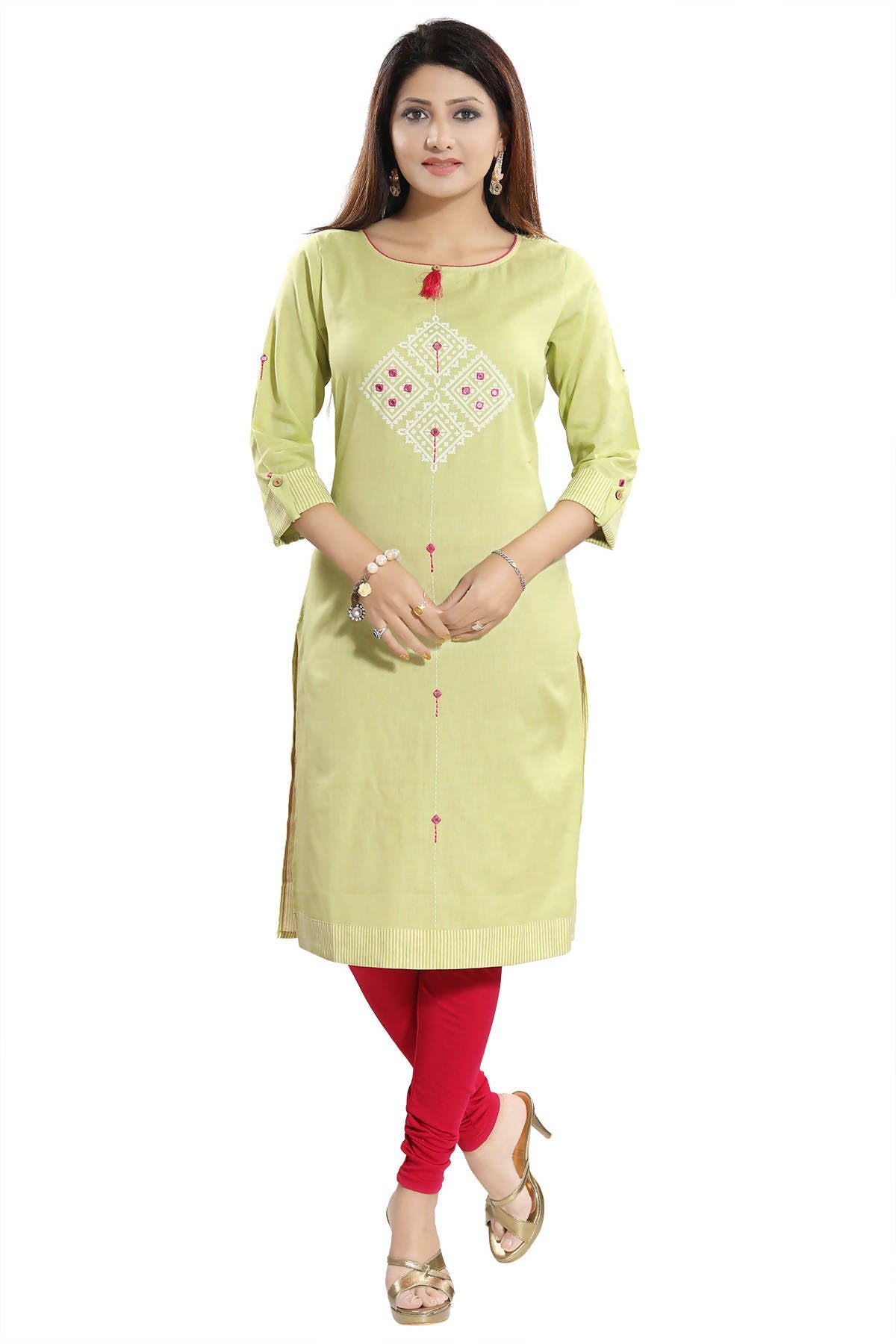 Snehal Creations Easy Breezy Liril Green Cotton Printed Tunic