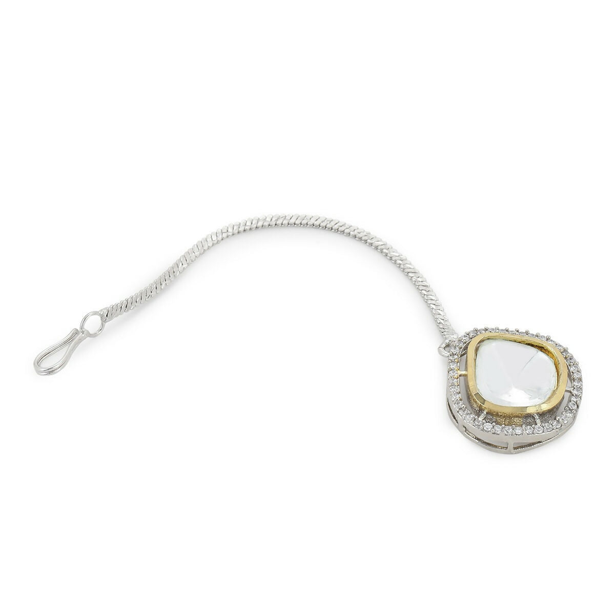 Silver Kundan Maang Tikka- Ruby Raang