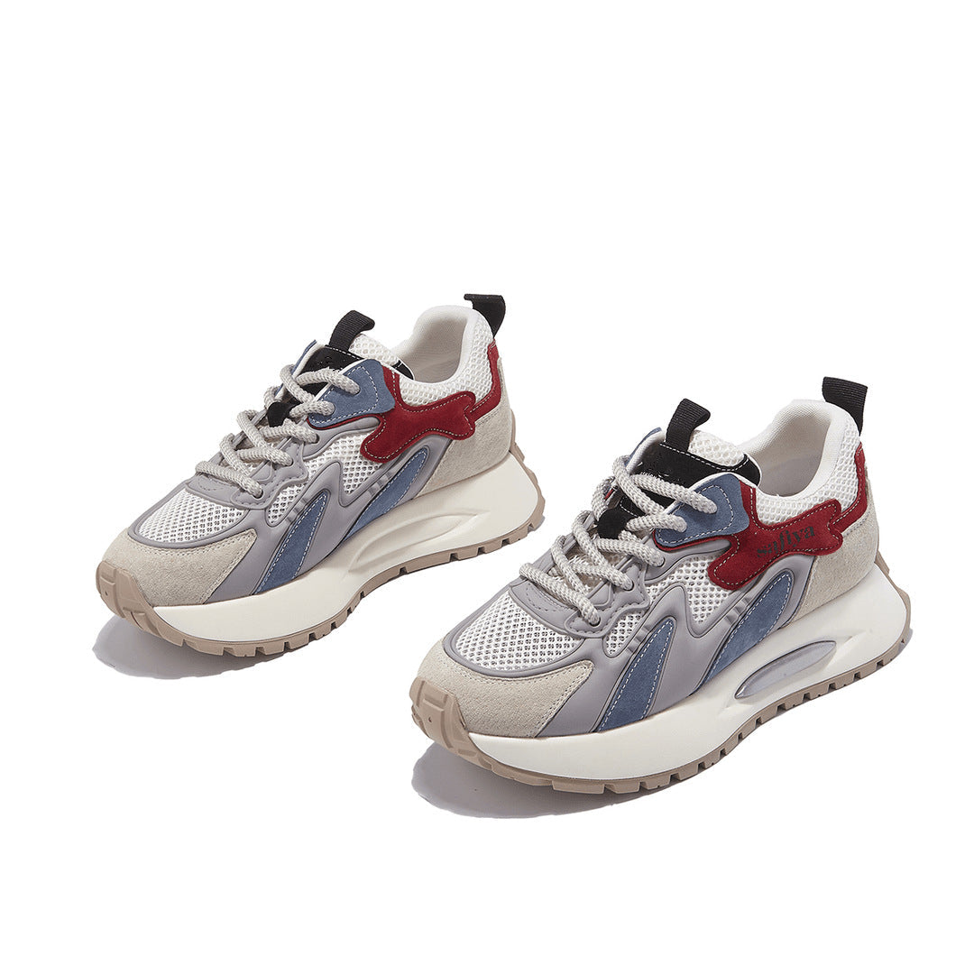 Luxury Sneakers Women Thick Bottom Round Toe Breathing Chunky Platform Sneakers