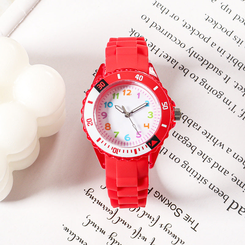 Simple Casual Kids Watches 5bar Waterproof Quartz Wristwatches Kids Clock Analog Watch Waterproof Time Teaching Boys Girls Watch Soft Band Learning Time Wrist Watch