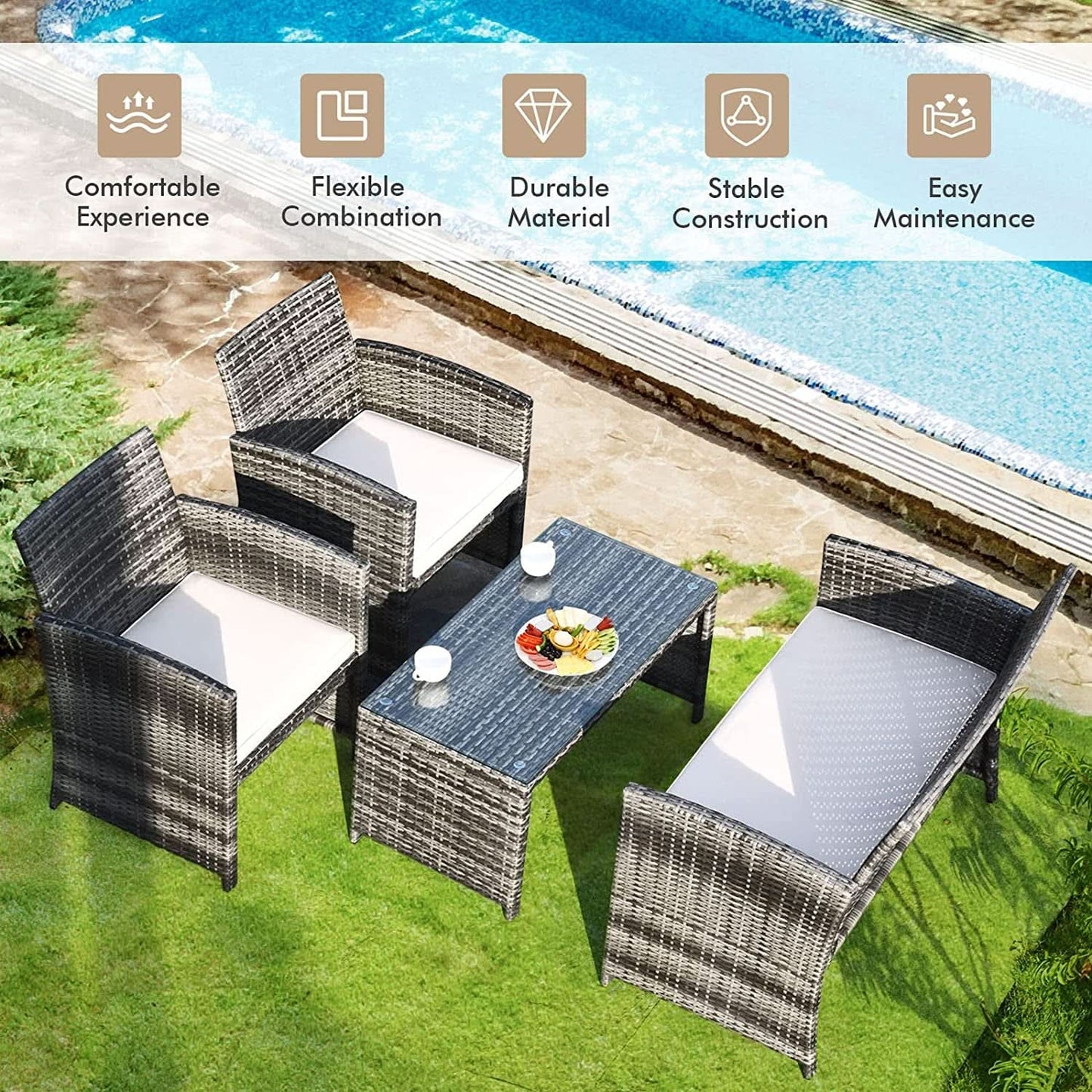 Weather Resistant Rattan Patio Furniture Set for Outdoors