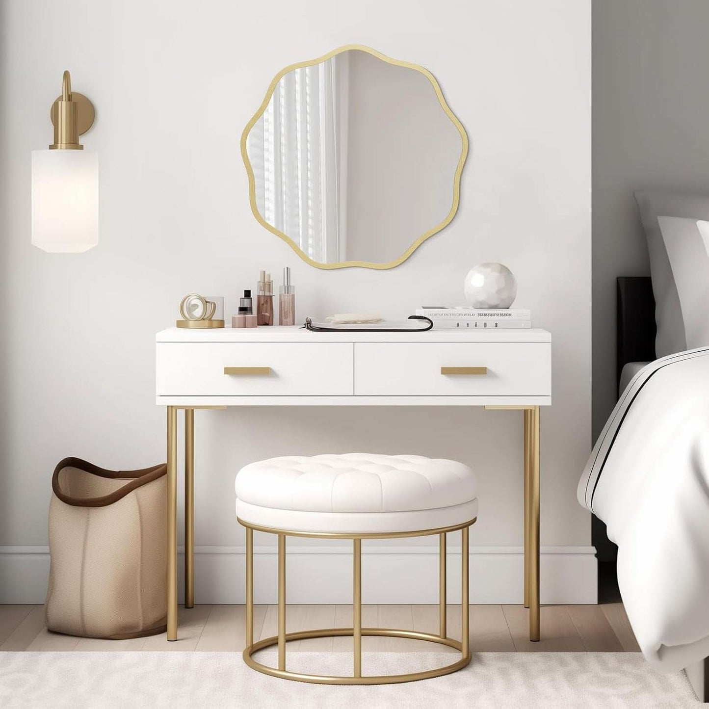 Gold Round Wall Mirror 20 Inch Decorative Home Accent