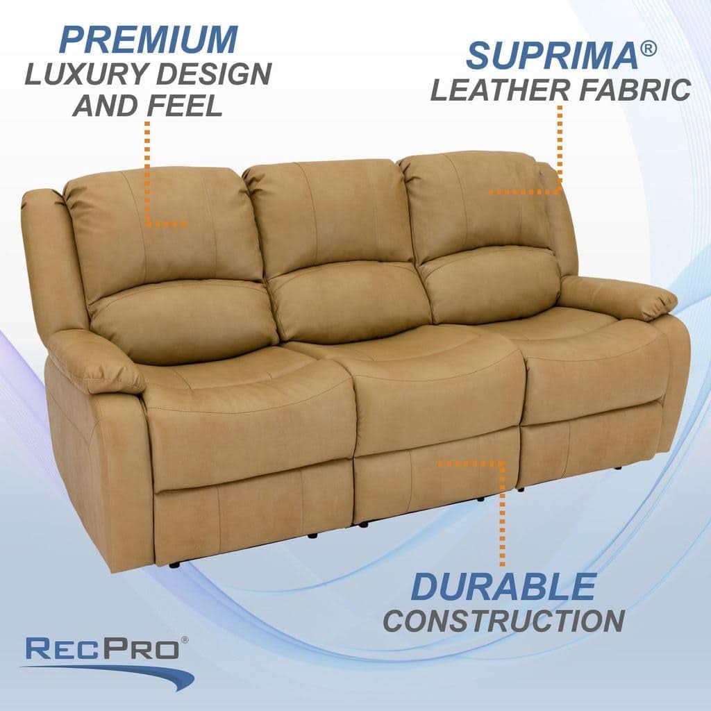 80 Inch RV Triple Recliner Sofa With Wall Hugger Console