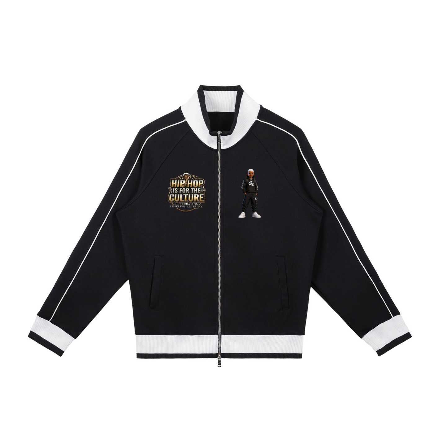 QE Patches Color Block Raglan Sleeve Zip Track Jacket