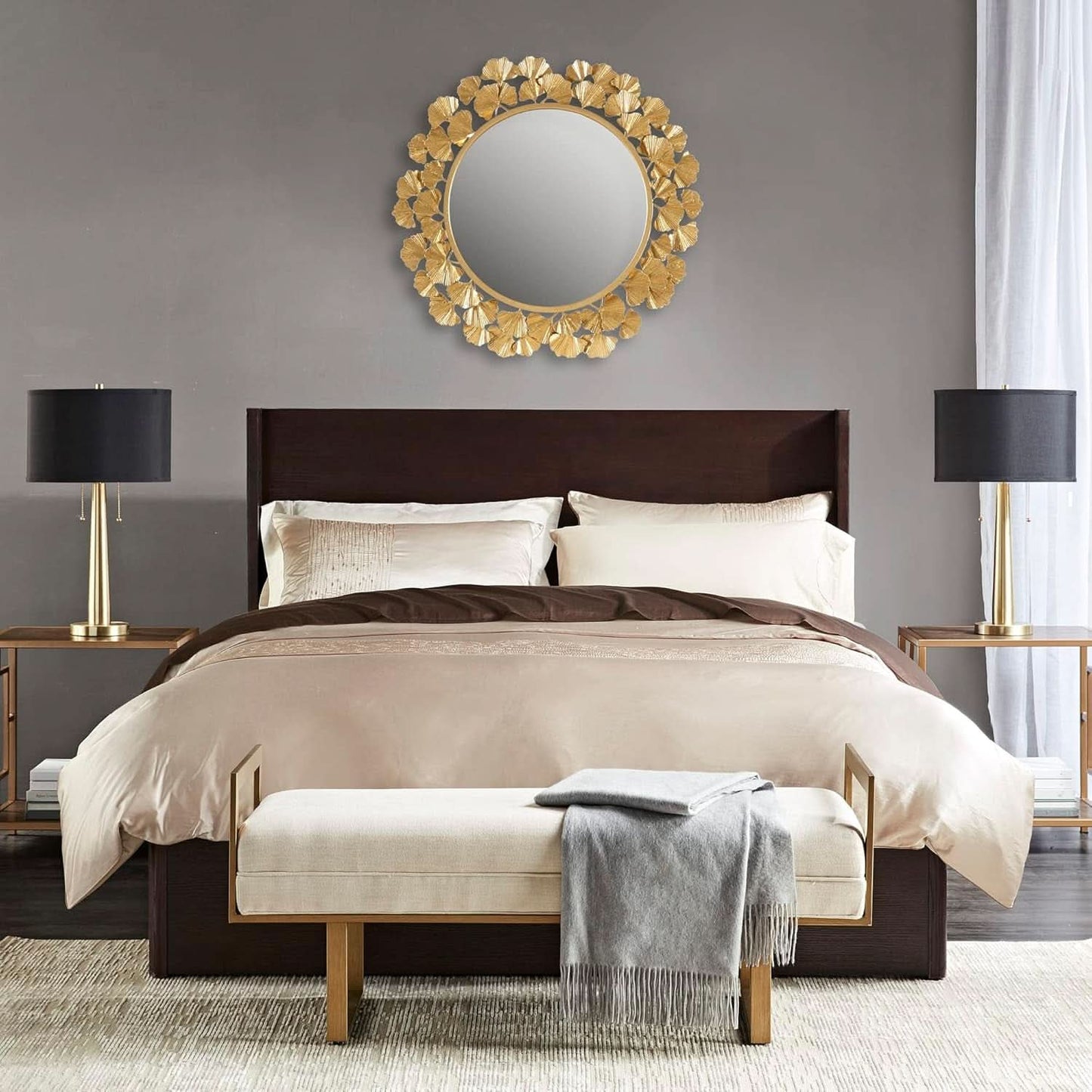 Round Wall Mirror 30.5 Inch Iron Eden Gold For Living Room