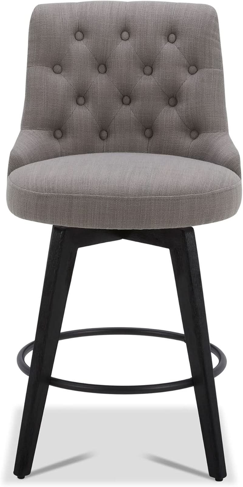 Flint Grey Upholstered Swivel Bar Stool 26 Inch Set Of 2