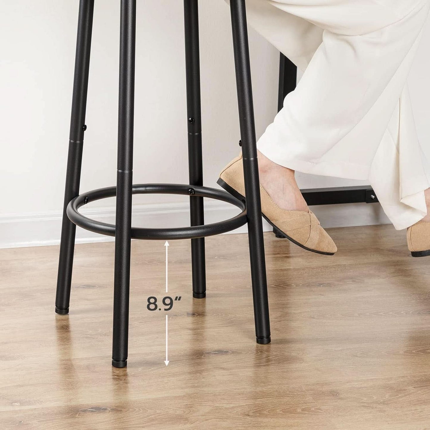 Bar Height Stools Set Of 2 With Footrest Rustic Brown