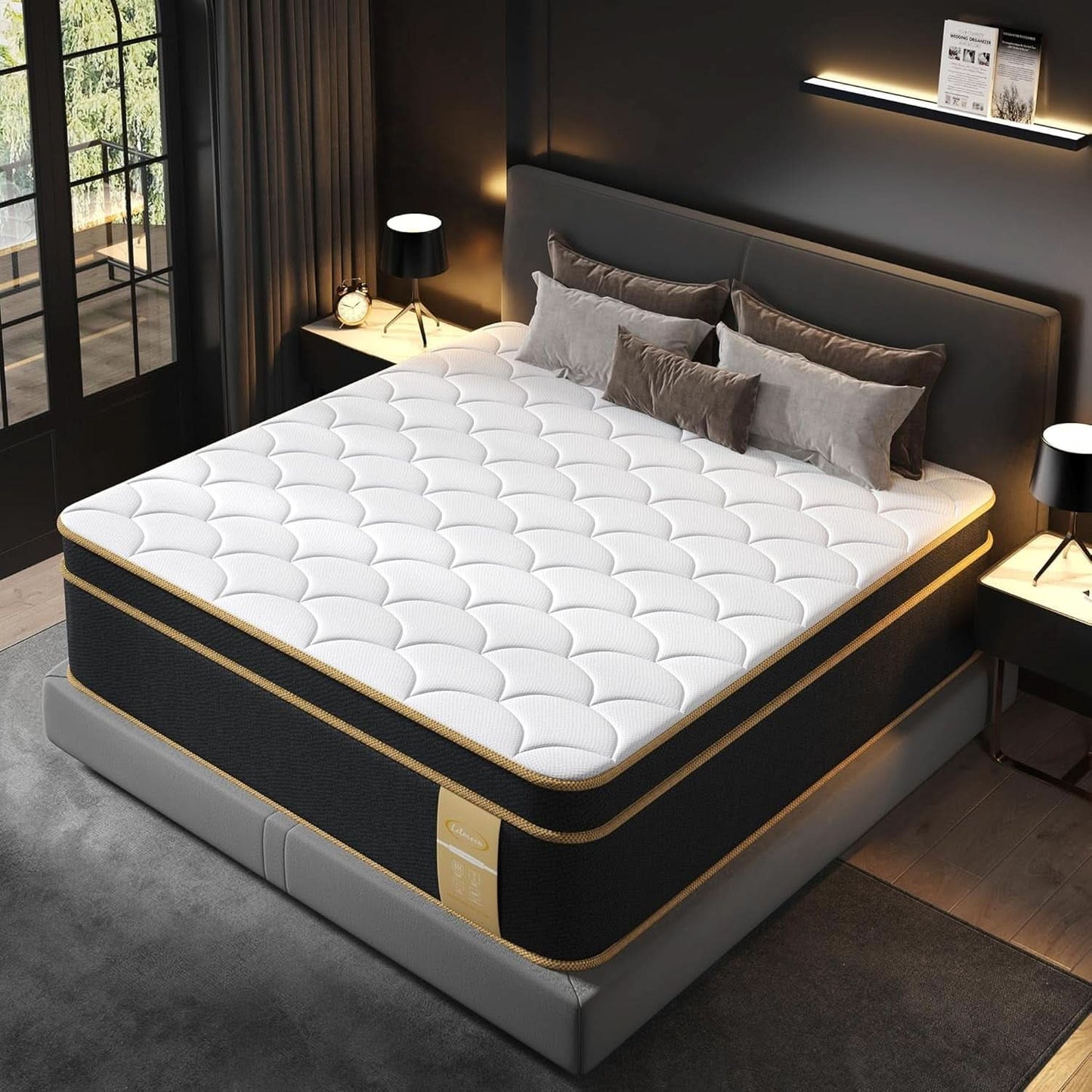 Queen Gel Memory Foam Hybrid Mattress Fourteen Inch Edge Support