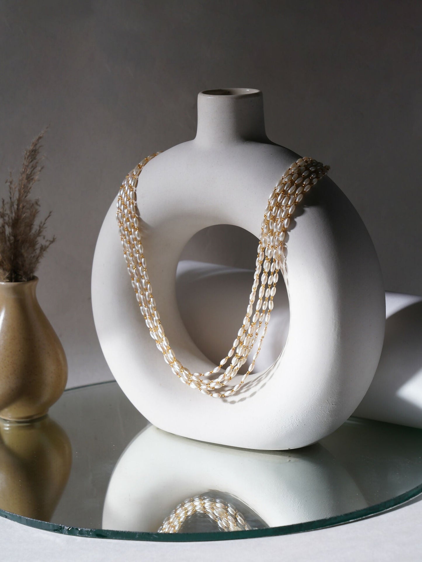 Layered Pearl Neckpiece (Gold) - Ruby Raang