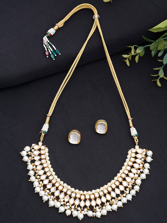 Kundan Choker With Pearls & Studs - Ruby Raang