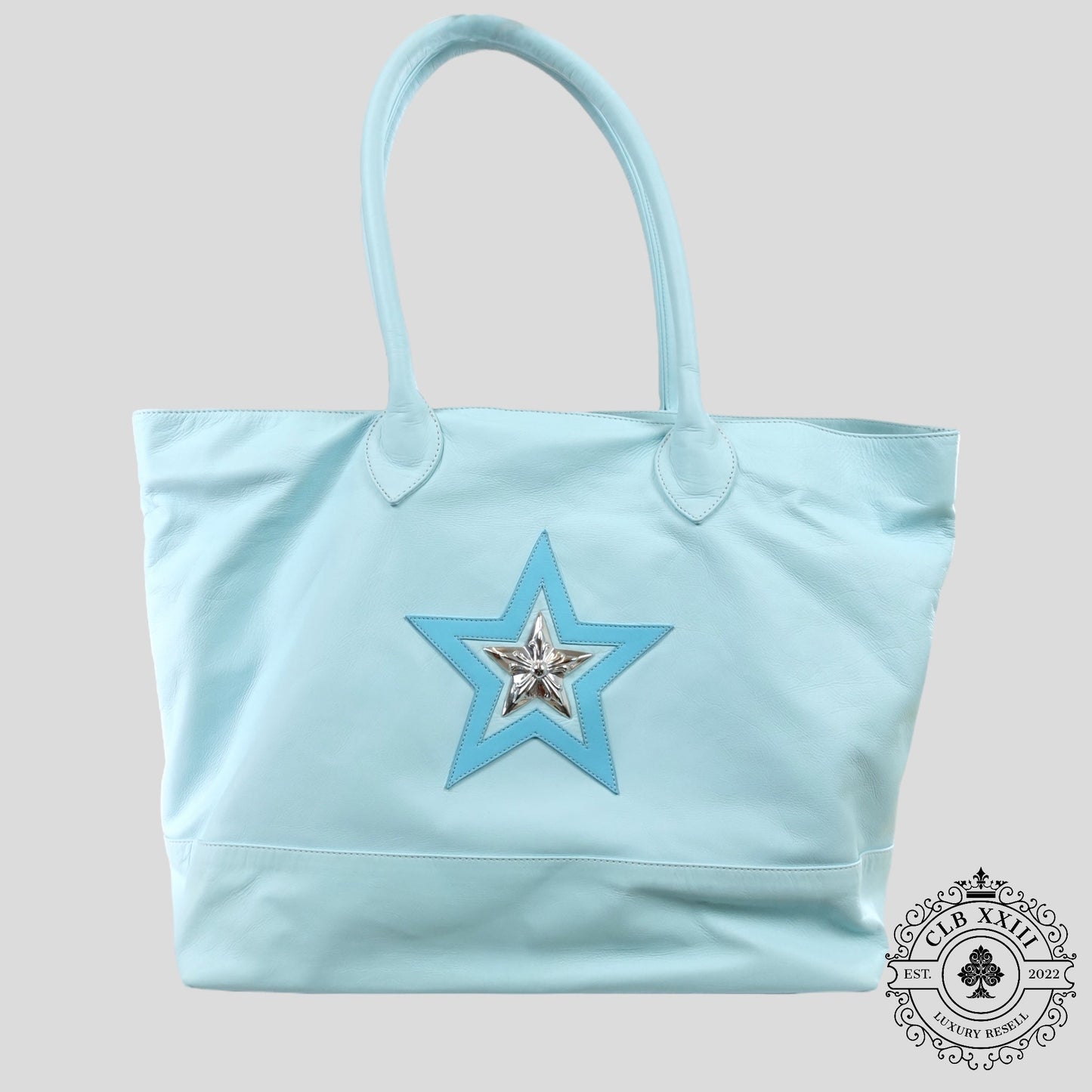 Chrome Hearts Star Patch Leather Tote Bag in Blue