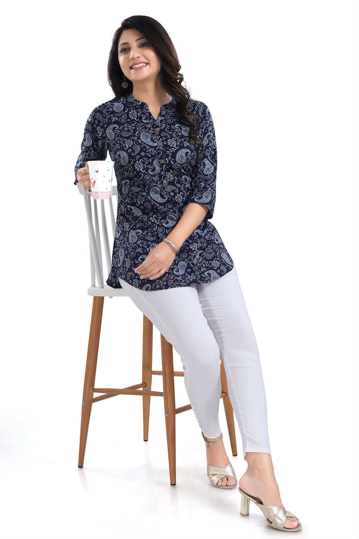 Snehal Creations Ethnic Galore Blue Short Tunic Top for Women