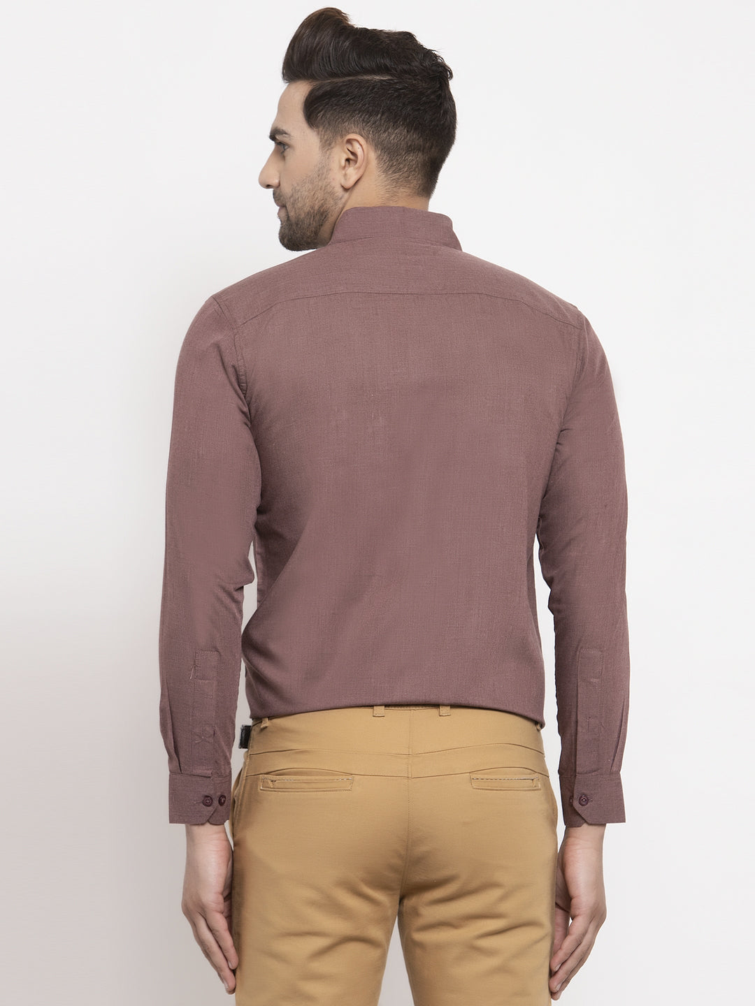 Jainish Men's Cotton Solid Brown Formal Shirt's ( SF 361Brown )